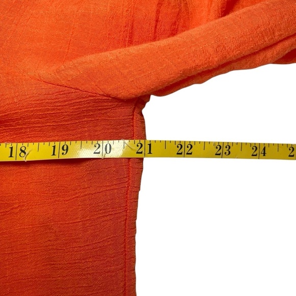 Fig & Flower Womens Boho Peasant Top Orange 3/4 Sleeve Lace Eyelet Lightweight - Picture 9 of 11